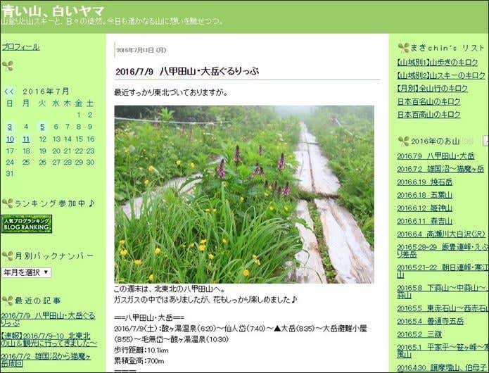青い山、白いヤマという登山ブログ