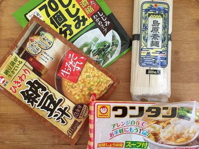 100均山ごはん　にゅうめん材料