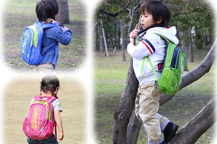 コールマンンのキッズリュックを背負った子供たち