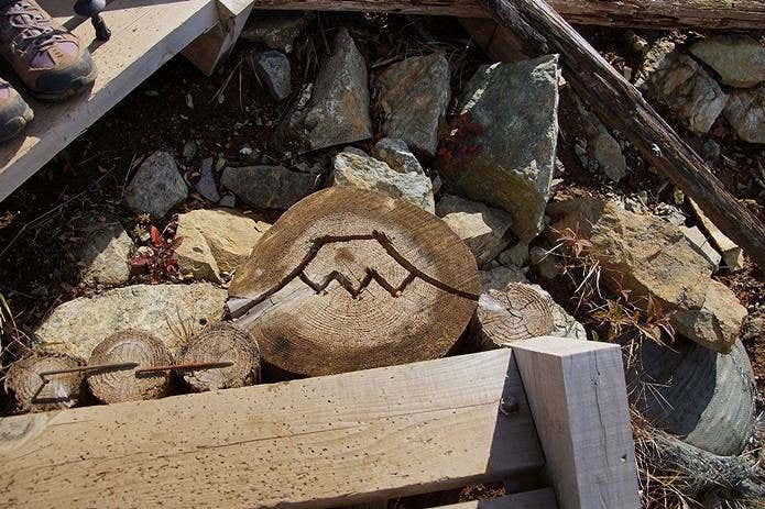 丸太に富士山マーク