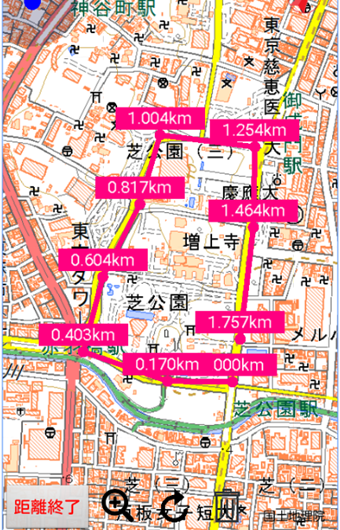 国土地図の登山地図アプリ