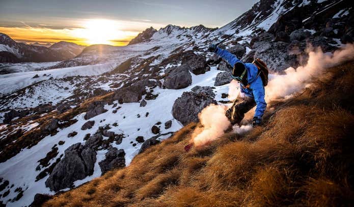 アークテリクスのウェアを着た登山者
