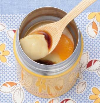 サーモスのスープジャーで作った豆乳黒蜜プリンの画像
