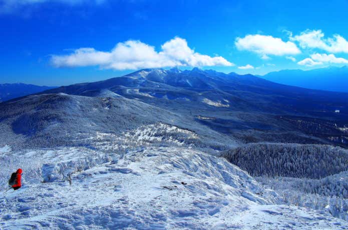 縞枯山の雪山登山の画像