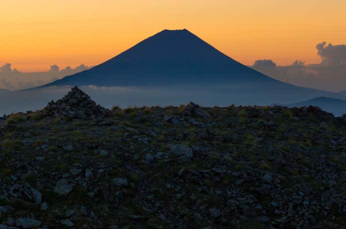 夕日の富士山