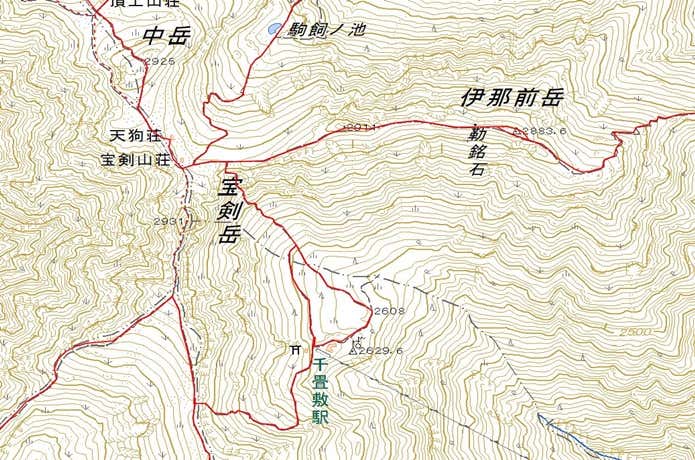 宝剣岳　地形図