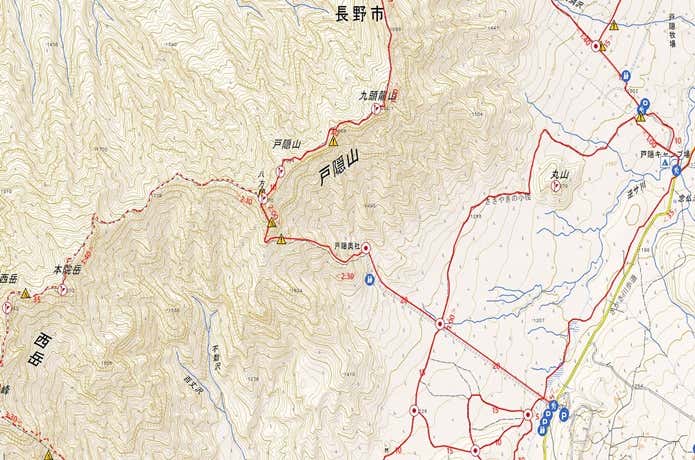 戸隠山・西岳　地形図