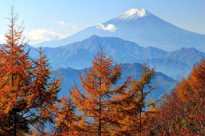 秀麗富嶽十二景の山から見る富士山