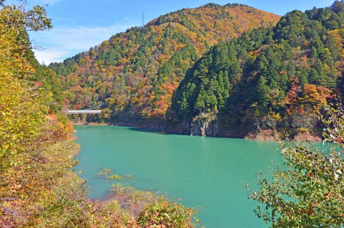 長野県の高瀬渓谷の紅葉