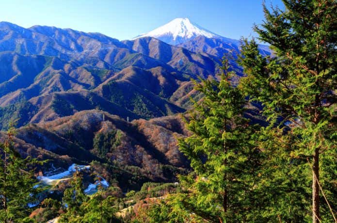 秀麗富嶽十二景の高畑山山頂から見る富士山