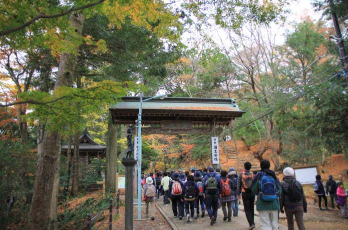 高尾山に登る人々