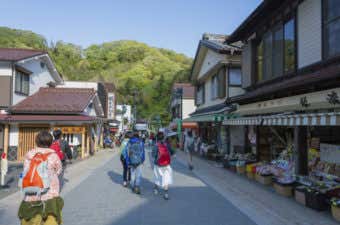 高尾山を観光する人