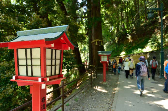 高尾山を登る人