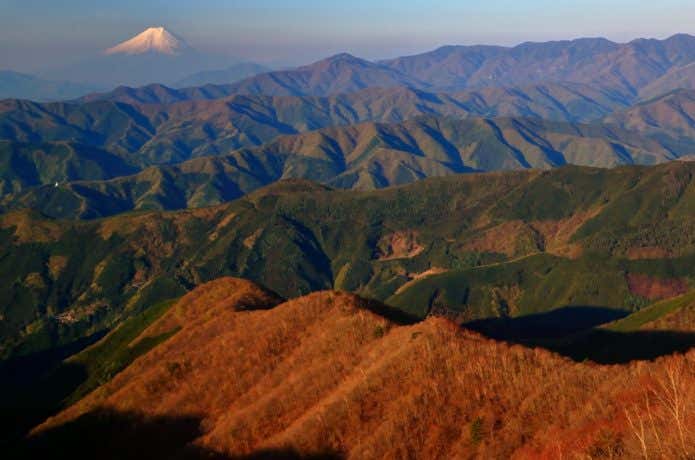  奥多摩・鷹ノ巣山から浅間尾根と大菩薩連嶺・富士山