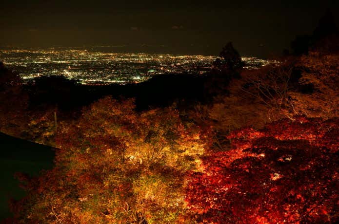 大山の紅葉と夜景