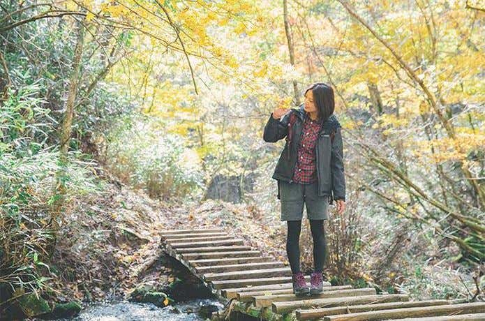 コロンビアのウェアを着た女性