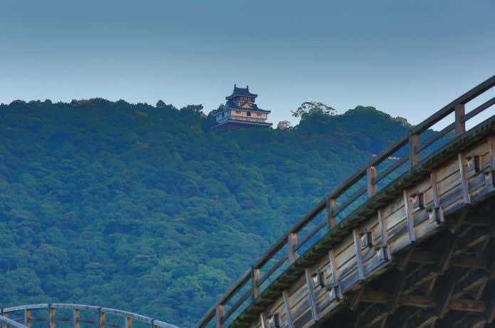 錦帯橋から見上げる岩国城