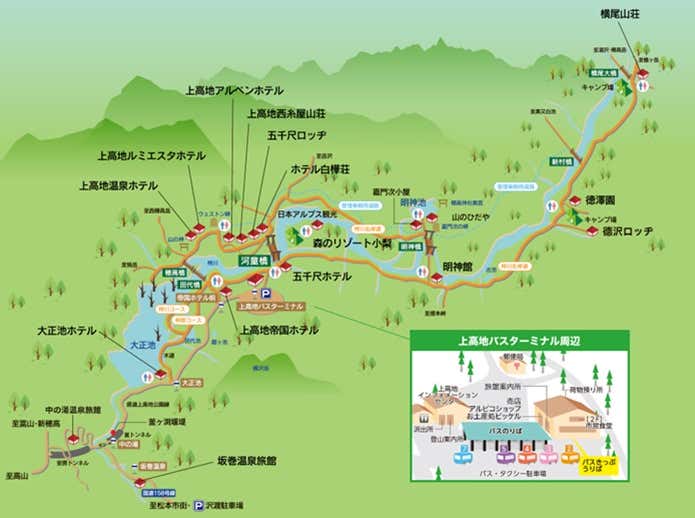 上高地散策マップ(上高地の紅葉情報)
