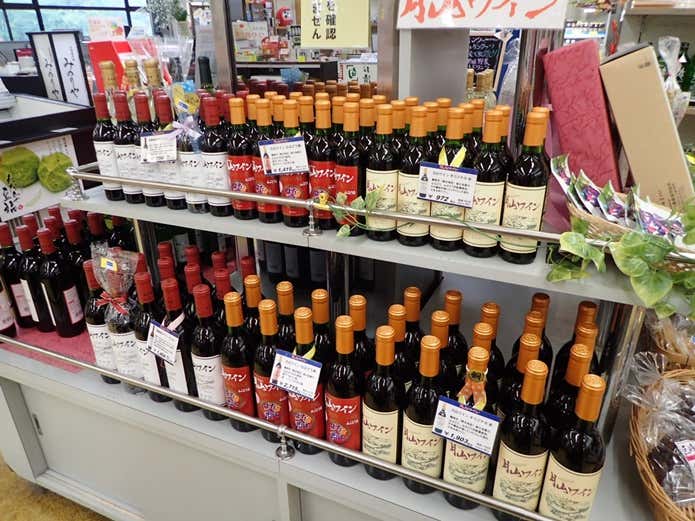 月山ワインが並んでいるところ