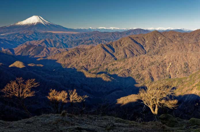 丹沢・塔ノ岳から富士山と南アルプスの眺め