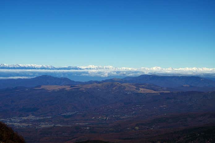 権現岳山頂から見た北アルプス