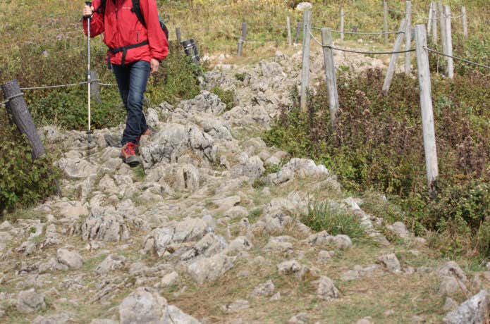 登山する女性