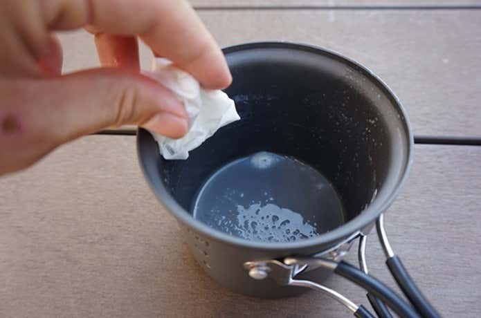パスタの茹で汁　汚れふきとり