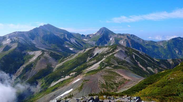 雪倉岳山頂から白馬岳方面