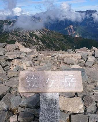 笠ヶ岳山頂標識