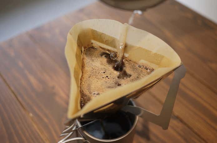山コーヒー　お湯のライン