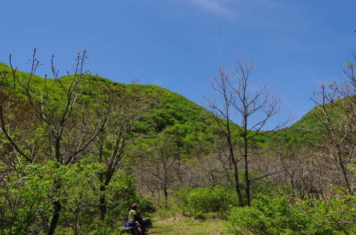 登山道から見る三瓶山