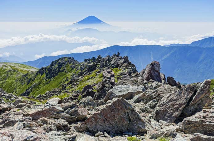 悪沢岳から富士山