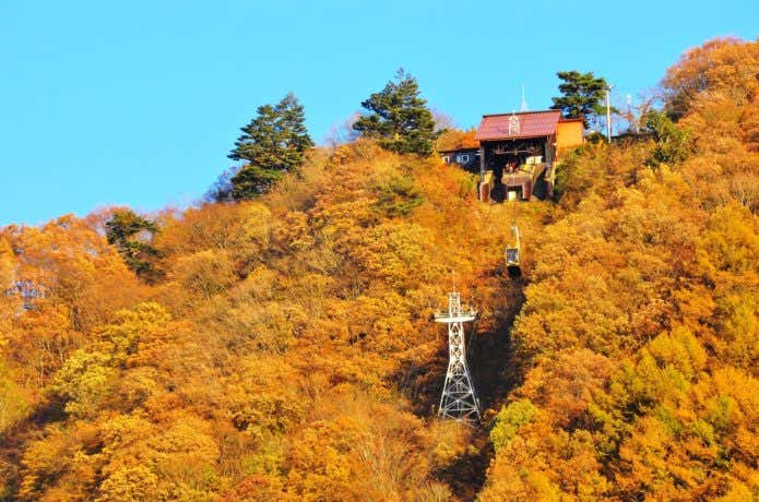 天上山の紅葉とロープウェイ
