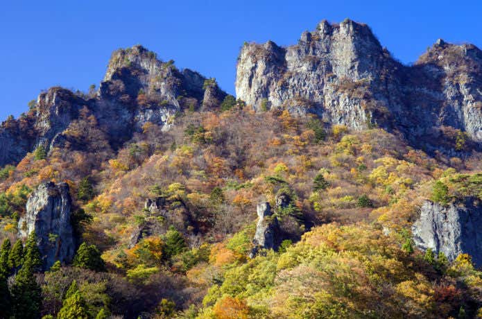 妙義山 紅葉 奇岩