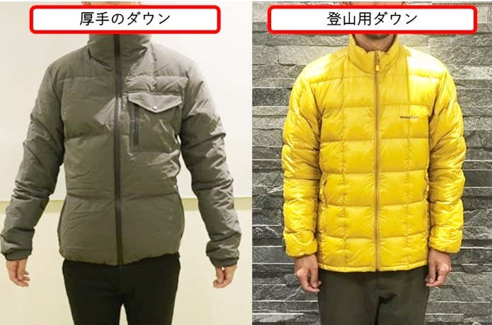 ダウンの着ぶくれ比較画像
