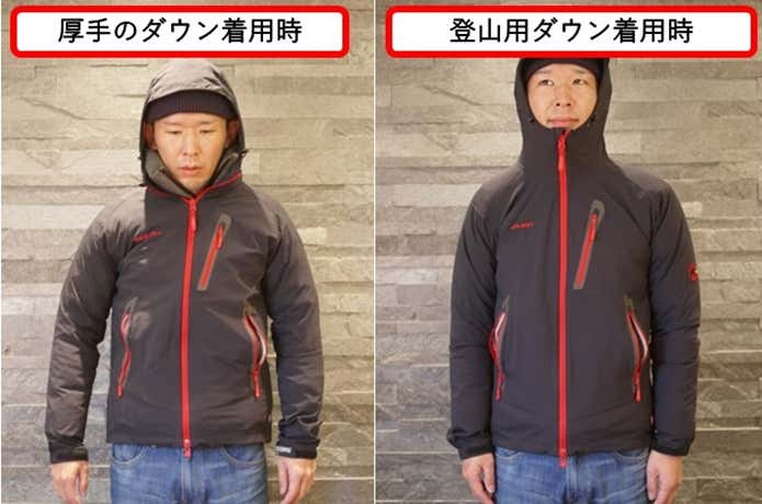 ダウンの着ぶくれ比較画像