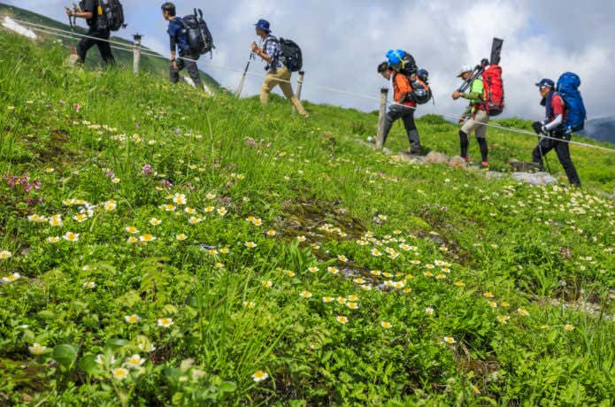 山での行列