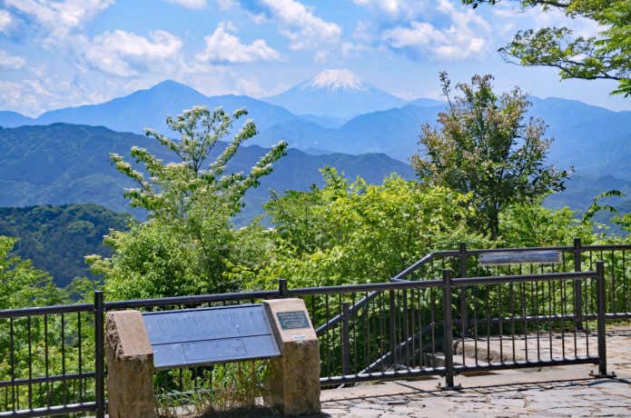 高尾山山頂からの景色と富士山