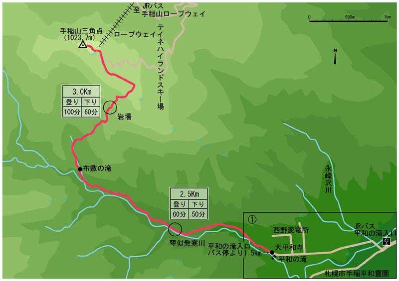手稲山　平和の滝コース
