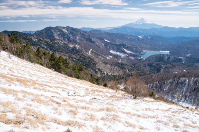 冬の大菩薩嶺から見る富士山