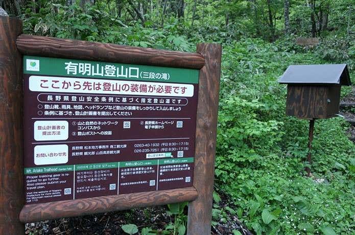 登山ポストと案内板