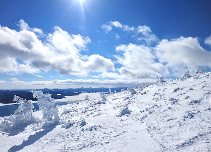 冬の藻琴山の登山道