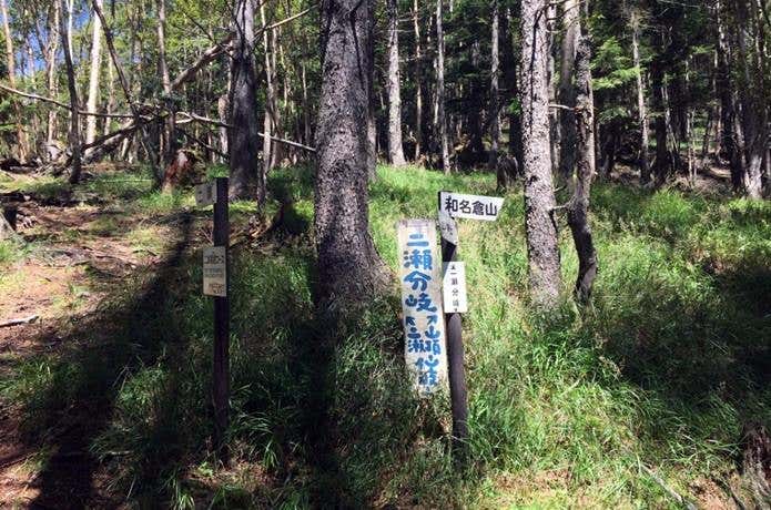 二瀬分岐の標識