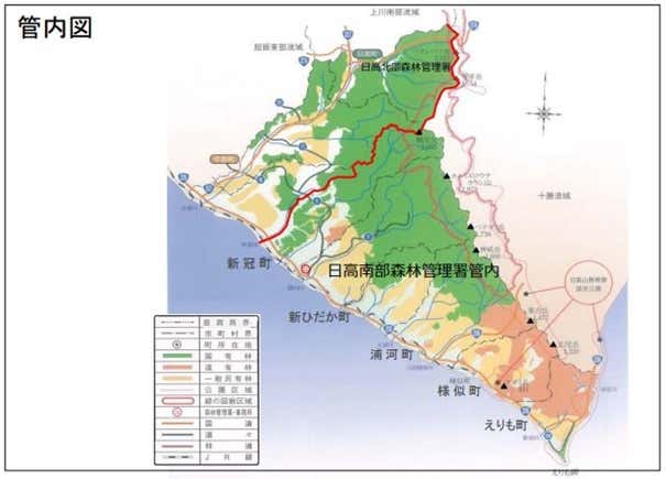 日高山脈の管内図