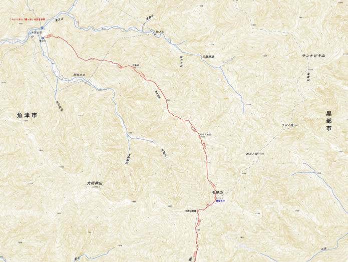 毛勝山の登山地図