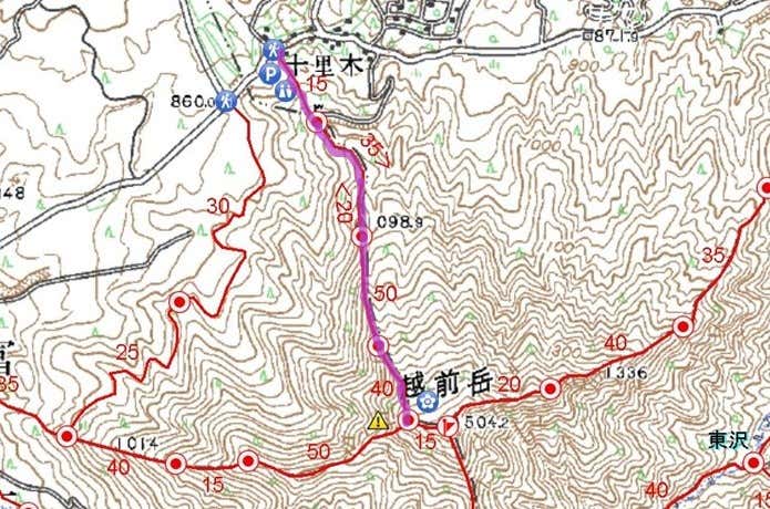 越前岳コースマップ