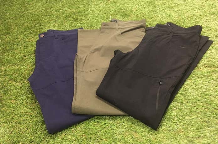 3色のトレッキングパンツ
