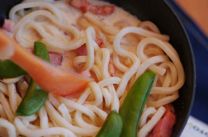 カルボナーラうどん③