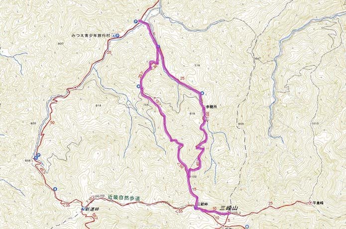 三峰山の登山地図