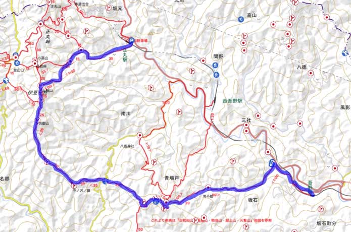 伊豆ヶ岳マップ　奥武蔵を巡るロングコース
